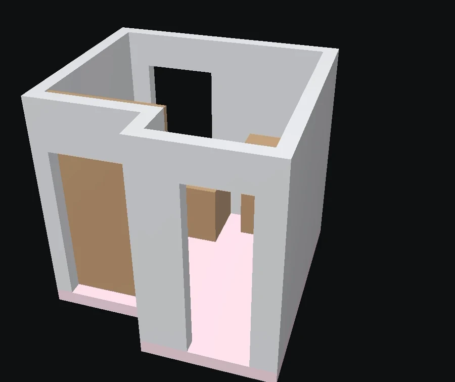 A 3D model of a room, the spatial basis for managing and planning a space.
